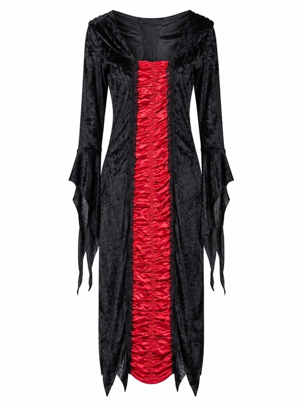 Women's Gothic Vampire Costume Dress Black & Red Velvet Halloween Size Small